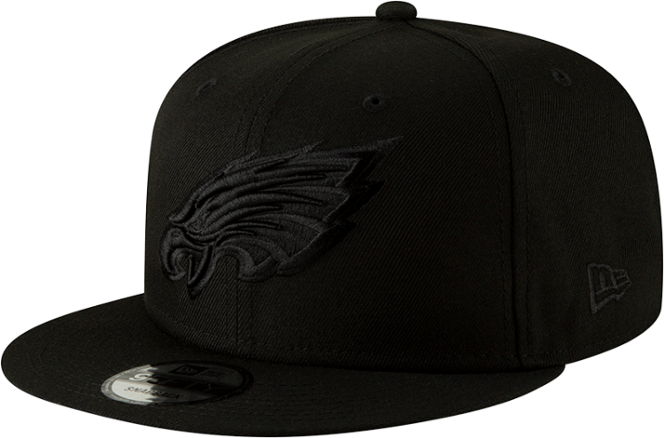 Men's Philadelphia Eagles New Era Black Black On Black 9FIFTY Adjustable Hat front view