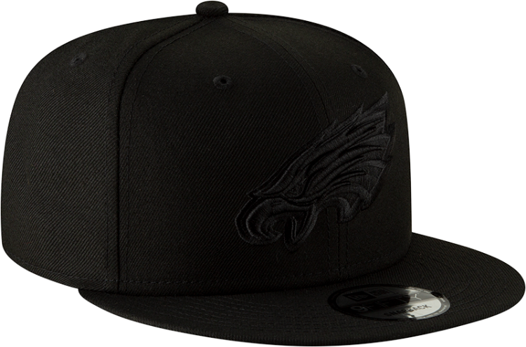 Men's Philadelphia Eagles New Era Black Black On Black 9FIFTY Adjustable Hat side view