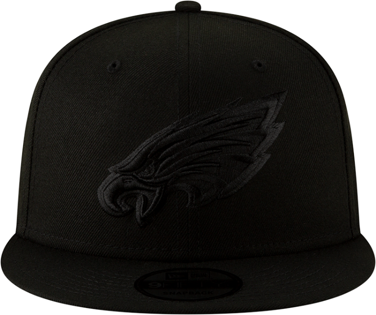 Men's Philadelphia Eagles New Era Black Black On Black 9FIFTY Adjustable Hat back view