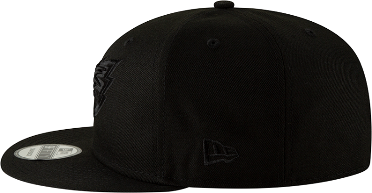 Men's Philadelphia Eagles New Era Black Black On Black 9FIFTY Adjustable Hat detail view