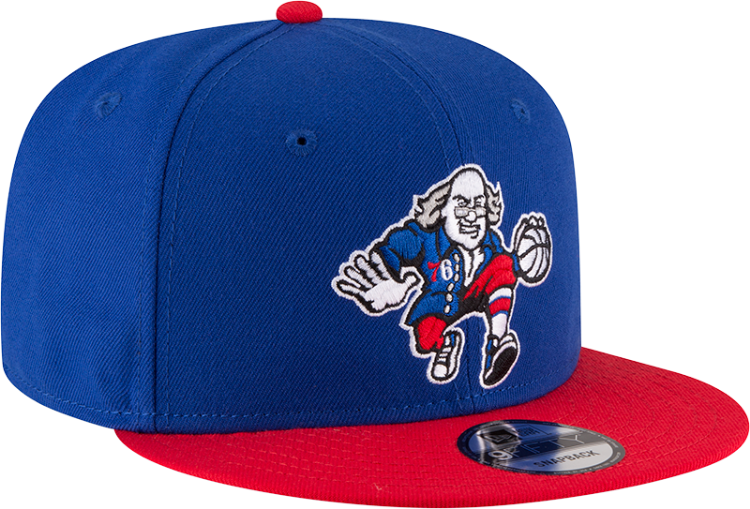 Men's Philadelphia 76ers New Era Royal/Red Official Team Color 2Tone 950 Snapback Hat side view