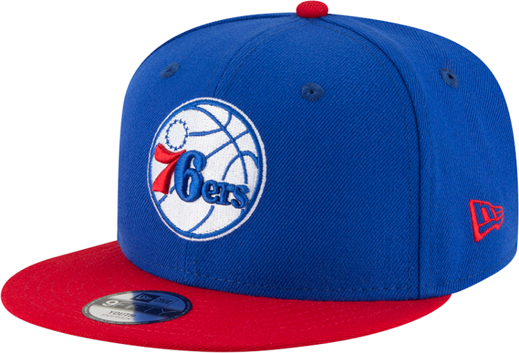 Men's Philadelphia Youth 76ers New Era Royal/Red Official Team Color 2Tone 950 Snapback Hat front view