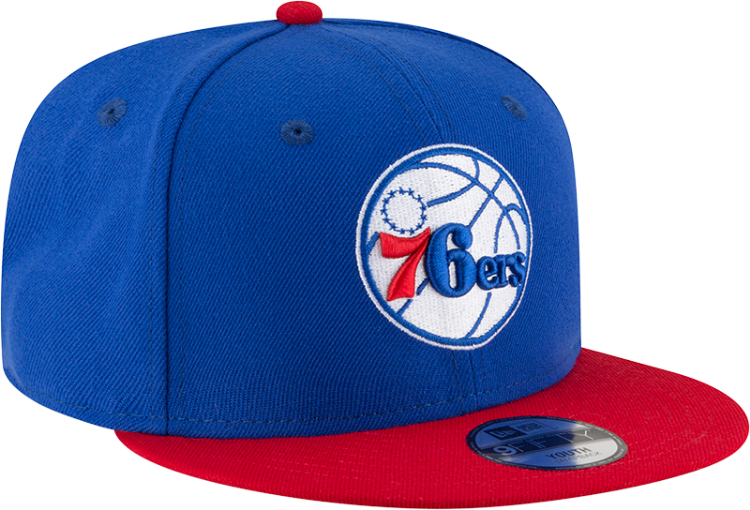Men's Philadelphia Youth 76ers New Era Royal/Red Official Team Color 2Tone 950 Snapback Hat side view