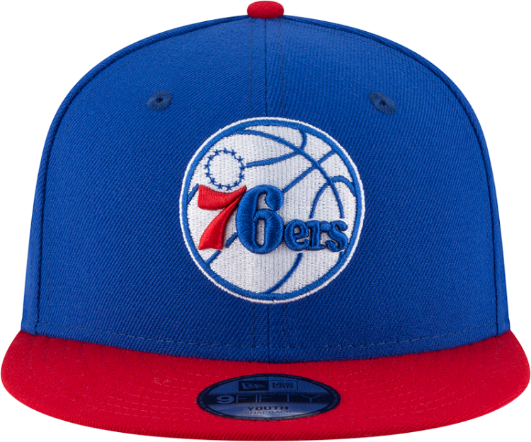 Men's Philadelphia Youth 76ers New Era Royal/Red Official Team Color 2Tone 950 Snapback Hat back view