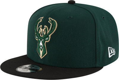 Youth New Era Green/Black Milwaukee Bucks Two-Tone 9FIFTY Snapback Adjustable Hat front view