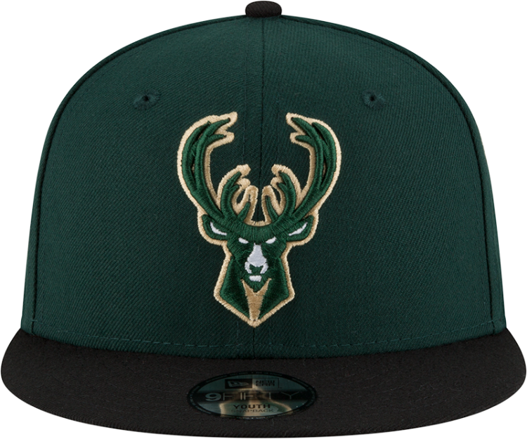 Youth New Era Green/Black Milwaukee Bucks Two-Tone 9FIFTY Snapback Adjustable Hat side view
