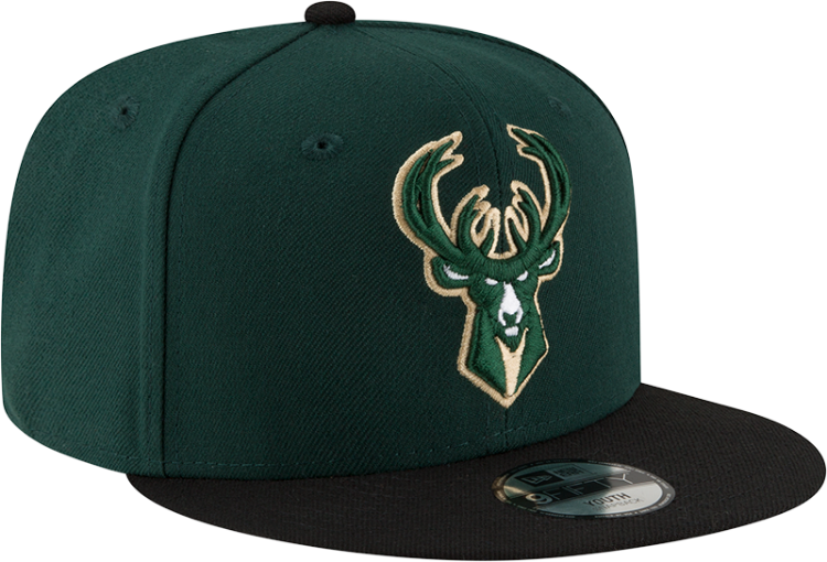 Youth New Era Green/Black Milwaukee Bucks Two-Tone 9FIFTY Snapback Adjustable Hat back view