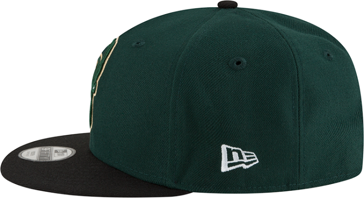 Youth New Era Green/Black Milwaukee Bucks Two-Tone 9FIFTY Snapback Adjustable Hat detail view