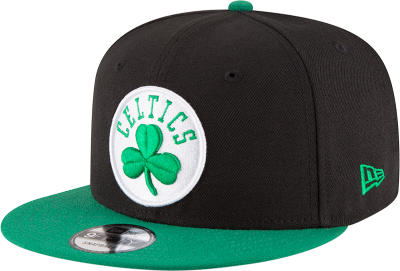 New Era Black/Green Boston Celtics Two-Tone 9FIFTY Snapback Adjustable Hat front view