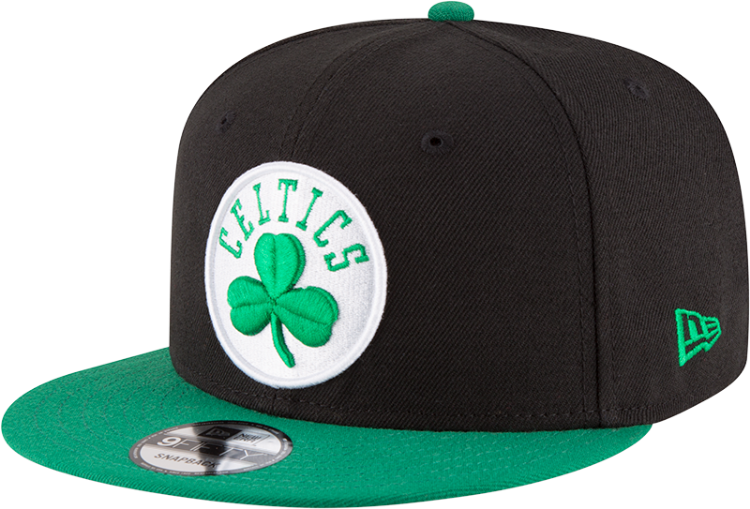 New Era Black/Green Boston Celtics Two-Tone 9FIFTY Snapback Adjustable Hat front view