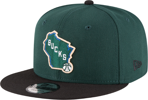 New Era Black/Green Milwaukee Bucks Two-Tone 9FIFTY Snapback Adjustable Hat