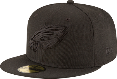 Men's Philadelphia Eagles New Era Black on Black 59FIFTY Fitted Hat front view