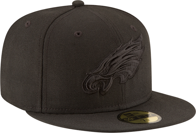 Men's Philadelphia Eagles New Era Black on Black 59FIFTY Fitted Hat side view