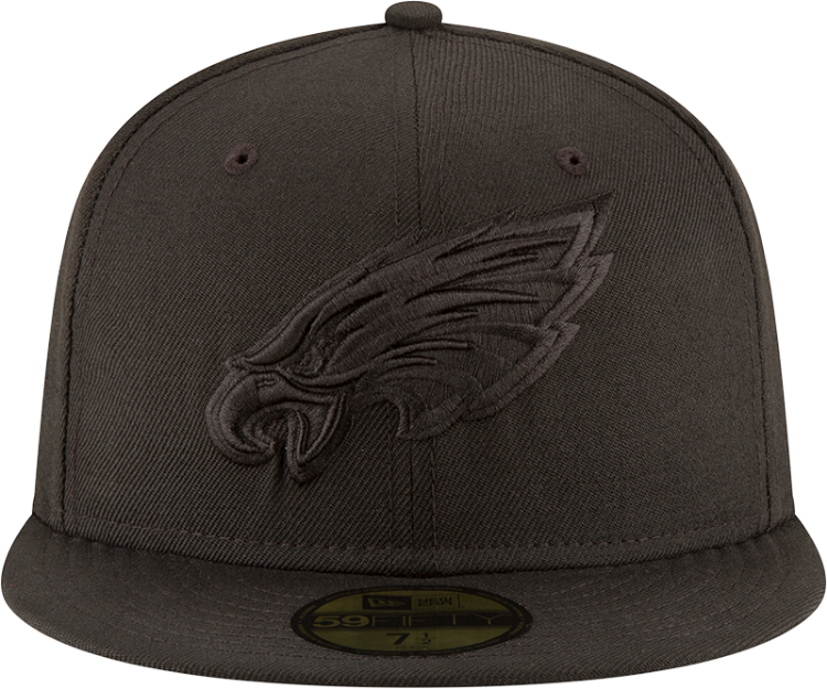 Men's Philadelphia Eagles New Era Black on Black 59FIFTY Fitted Hat back view