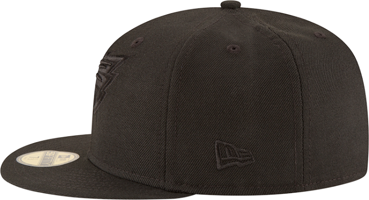 Men's Philadelphia Eagles New Era Black on Black 59FIFTY Fitted Hat detail view