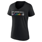 Women's St. Louis City SC Fanatics Branded Black Team City Pride Logo - V-Neck T-Shirt