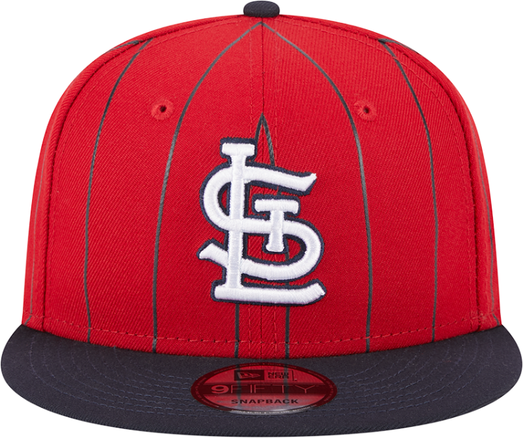 Men's Red St. Louis Cardinals STL Vintage Bird Pinstripe 9fifty Snapback Cap back view