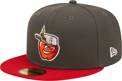 Men's Fort Wayne TinCups New Era Grey/Red Authentic Collection Team Home 59FIFTY Fitted Hat front view