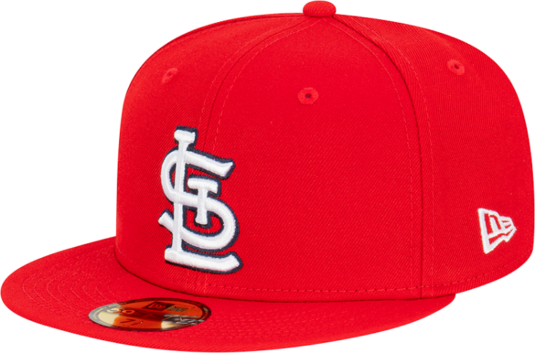 Men's St. Louis Cardinals New Era Red Word Series Sidepatch 59FIFTY Fitted Hat front view