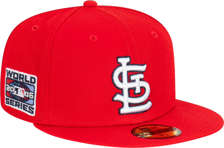 Men's St. Louis Cardinals New Era Red Word Series Sidepatch 59FIFTY Fitted Hat back view