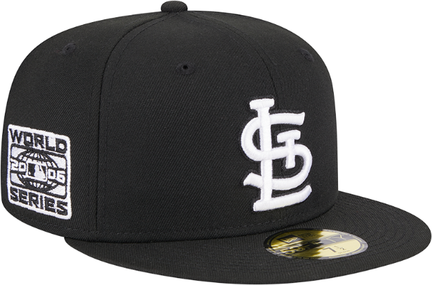 Picture of Men's St. Louis Cardinals New Era Black World Series Sidepatch 59FIFTY Fitted Hat