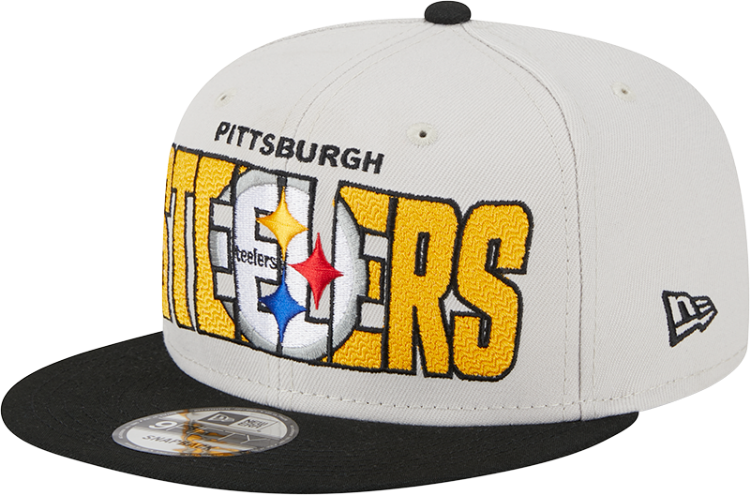 Men's Pittsburgh Steelers New Era Stone/Black 2023 NFL Draft 9FIFTY Snapback Adjustable Hat front view