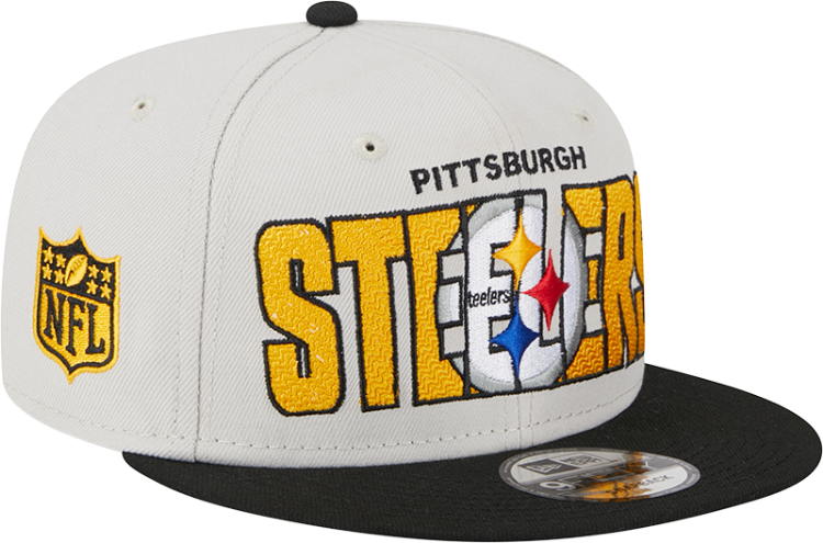 Men's Pittsburgh Steelers New Era Stone/Black 2023 NFL Draft 9FIFTY Snapback Adjustable Hat side view