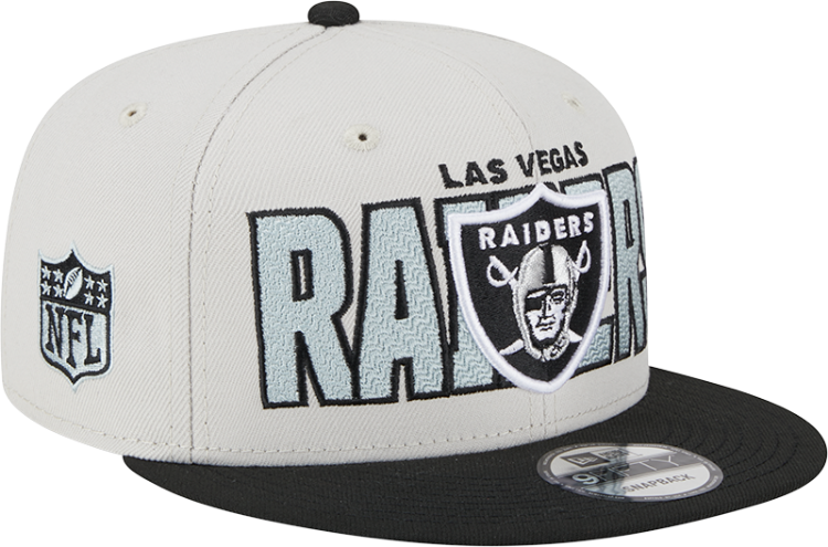 Men's Las Vegas Raiders New Era Stone/Black 2023 NFL Draft 9FIFTY Snapback Adjustable Hat front view