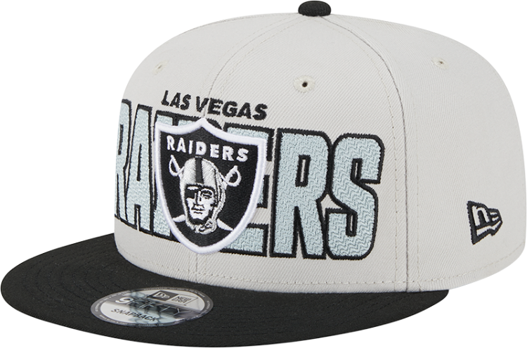 Men's Las Vegas Raiders New Era Stone/Black 2023 NFL Draft 9FIFTY Snapback Adjustable Hat side view