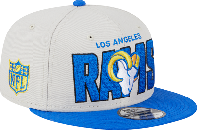 Men's Los Angeles Rams New Era Stone/Royal 2023 NFL Draft 9FIFTY Snapback Adjustable Hat front view