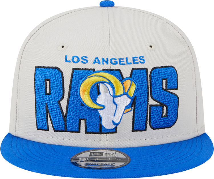 Men's Los Angeles Rams New Era Stone/Royal 2023 NFL Draft 9FIFTY Snapback Adjustable Hat back view