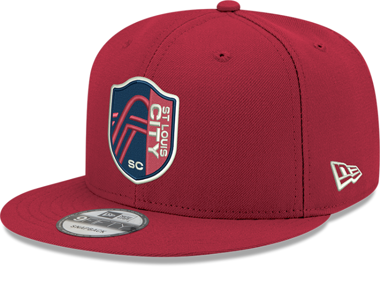 New Era St. Louis City SC Soccer 9Fifty Lava Red Snapback Hat side view
