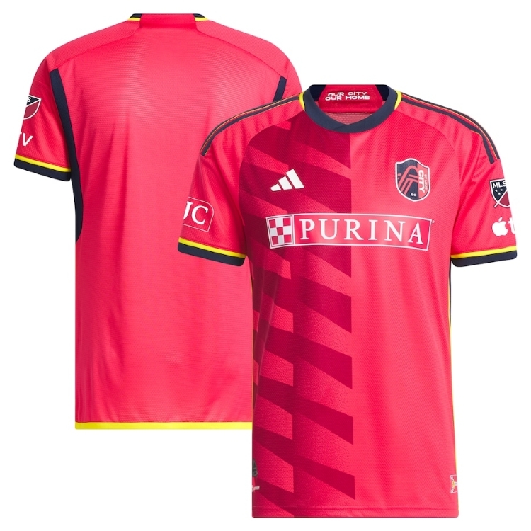 Men's St. Louis City SC adidas Red 2023 CITY Kit Authentic Jersey side view
