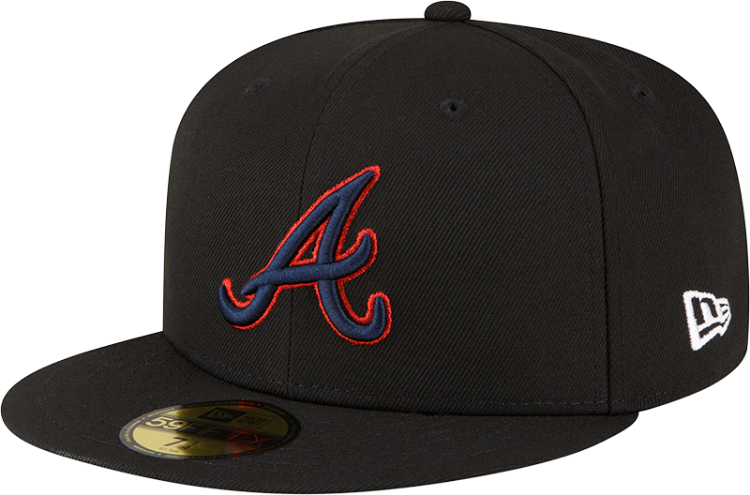 Atlanta Braves Metallic Logo New Era 5950 Fitted Hat front view
