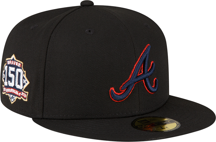 Atlanta Braves Metallic Logo New Era 5950 Fitted Hat side view