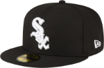 Picture of Chicago White Sox METALLIC LOGO SIDE-PATCH Black Fitted Hat by New Era