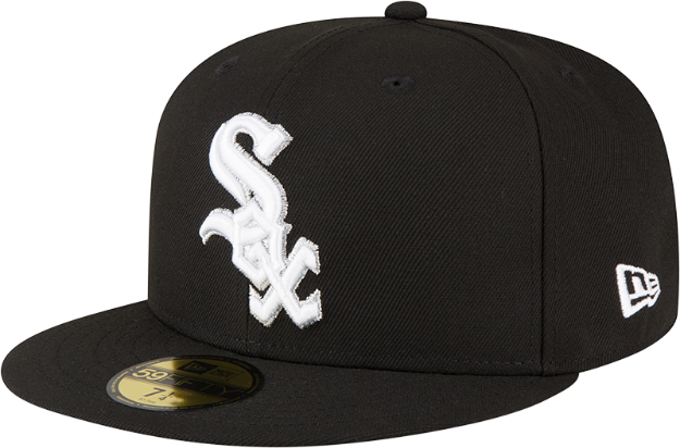 Picture of Chicago White Sox METALLIC LOGO SIDE-PATCH Black Fitted Hat by New Era