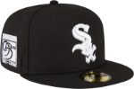 Picture of Chicago White Sox METALLIC LOGO SIDE-PATCH Black Fitted Hat by New Era