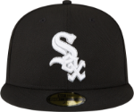 Picture of Chicago White Sox METALLIC LOGO SIDE-PATCH Black Fitted Hat by New Era