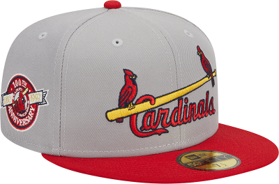 Men's St. Louis Cardinals New Era Gray Retro Jersey Script 59FIFTY Fitted Hat front view