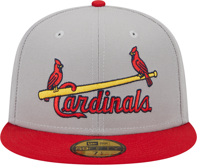 Men's St. Louis Cardinals New Era Gray Retro Jersey Script 59FIFTY Fitted Hat back view