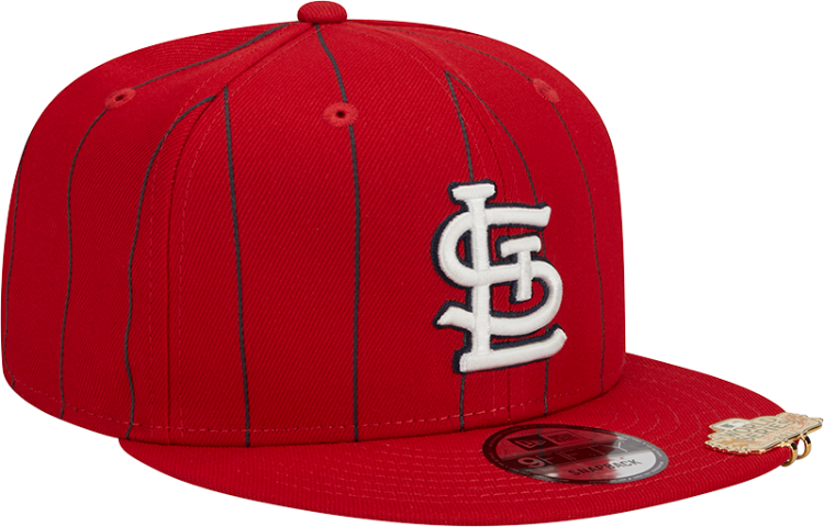 Men's St. Louis Cardinals New Era Red World Series Clip Pinstripe 9FIFTY Snapback Hat front view