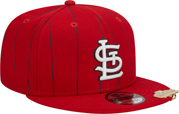 Picture of Men's St. Louis Cardinals New Era Red World Series Clip Pinstripe 9FIFTY Snapback Hat