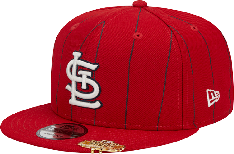Men's St. Louis Cardinals New Era Red World Series Clip Pinstripe 9FIFTY Snapback Hat side view