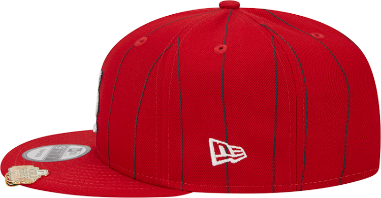 Men's St. Louis Cardinals New Era Red World Series Clip Pinstripe 9FIFTY Snapback Hat detail view