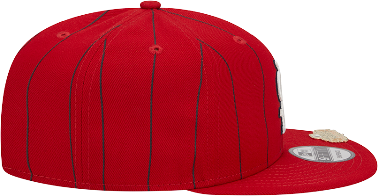 Picture of Men's St. Louis Cardinals New Era Red World Series Clip Pinstripe 9FIFTY Snapback Hat