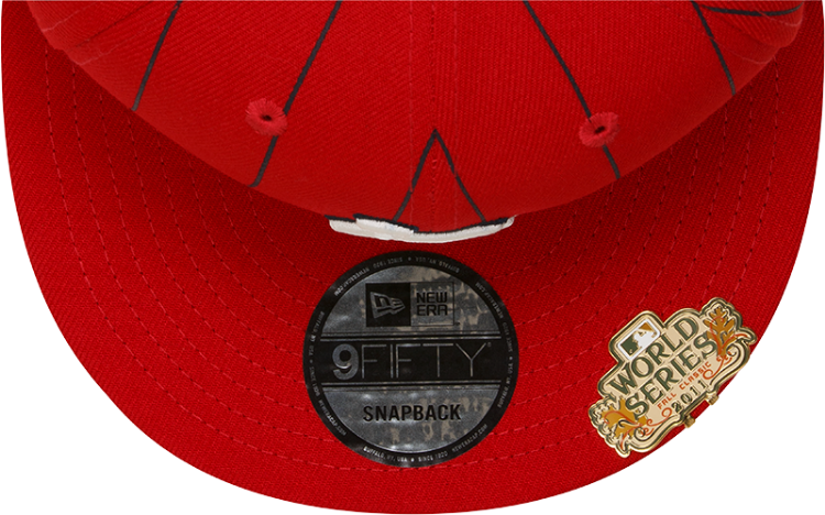 Picture of Men's St. Louis Cardinals New Era Red World Series Clip Pinstripe 9FIFTY Snapback Hat