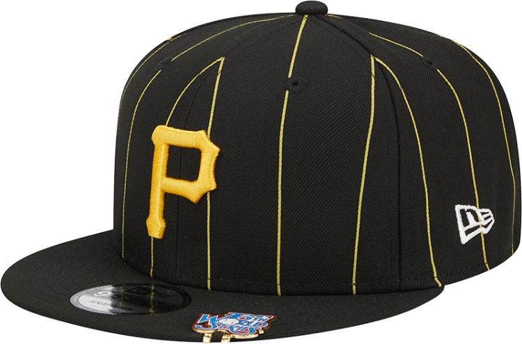 Men's Pittsburgh Pirates New Era Black World Series Clip Pinstripe 9FIFTY Snapback Hat side view