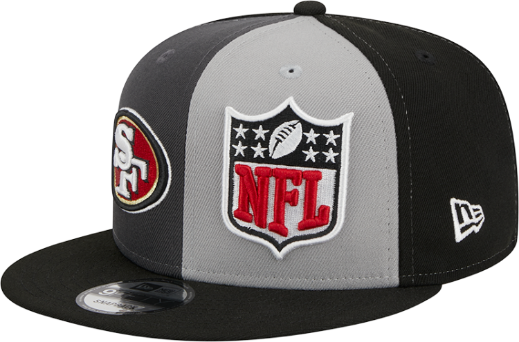 Men's San Francisco 49ers New Era Black/Gray 2023 Sideline 9FIFTY Snapback Hat front view