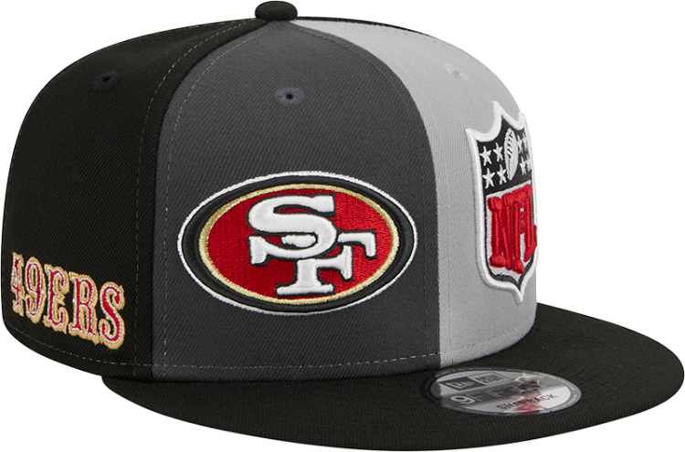 Men's San Francisco 49ers New Era Black/Gray 2023 Sideline 9FIFTY Snapback Hat side view